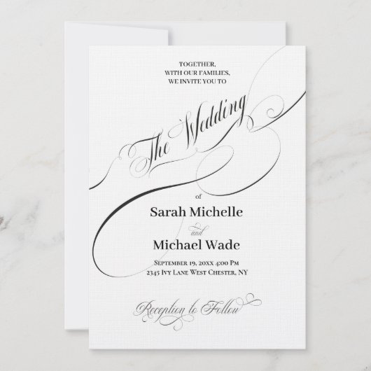 Elegante kalligrafie script bruiloft uitnodiging (Voorkant)