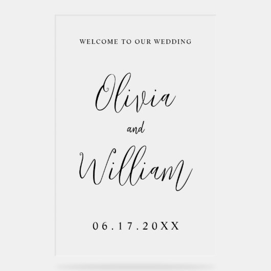 Elegante kalligrafie script bruiloft welkom Froste Acryl Bord (Voorkant)