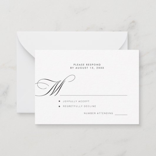 Elegante kalligrafie script budget bruiloft RSVP Notitiekaartje (Achterkant)
