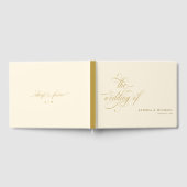 Elegante kalligrafie Script Cream en gouden bruilo Gastenboek (Volledig)