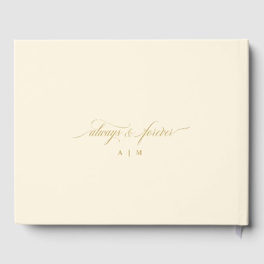 Elegante kalligrafie Script Cream en gouden bruilo Gastenboek (Achterkant)