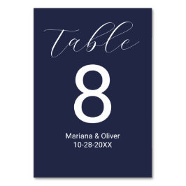 Elegante kalligrafie script donkerblauwe bruiloft kaart