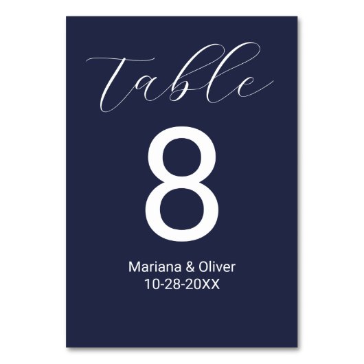 Elegante kalligrafie script donkerblauwe bruiloft kaart (Voorkant)