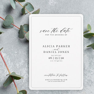 Elegante kalligrafie script eenvoudige trouwdag save the date