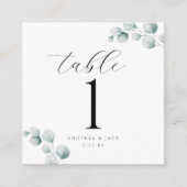 Elegante kalligrafie script Eucalyptus tafelnummer (Voorkant)