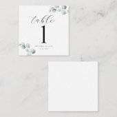 Elegante kalligrafie script Eucalyptus tafelnummer (Voorkant / Achterkant)