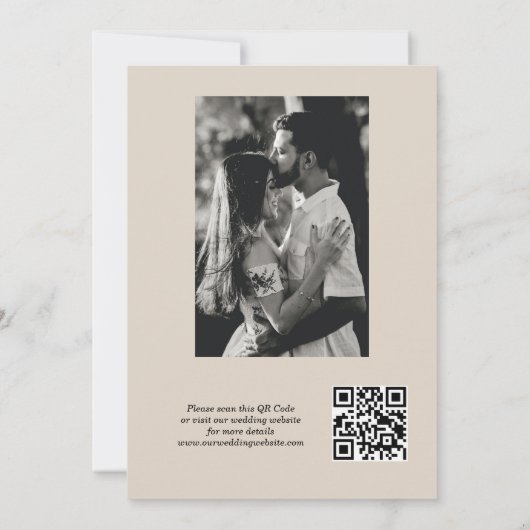 Elegante kalligrafie script foto QR code Save The Date (Achterkant)