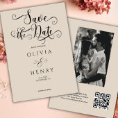 Elegante kalligrafie script foto QR code Save The Date