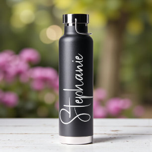 Elegante kalligrafie script gepersonaliseerde naam waterfles