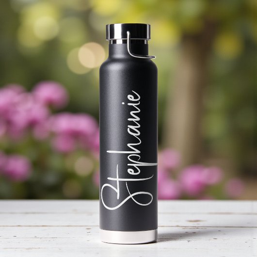 Elegante kalligrafie script gepersonaliseerde naam waterfles