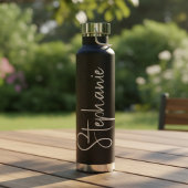 Elegante kalligrafie script gepersonaliseerde naam waterfles