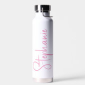 Elegante kalligrafie script gepersonaliseerde naam waterfles (Links)