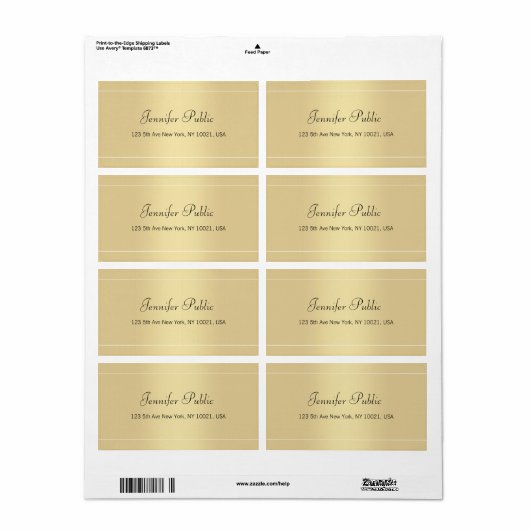 Elegante kalligrafie Script Gold Sjabloon Modern Etiket (Full Sheet)