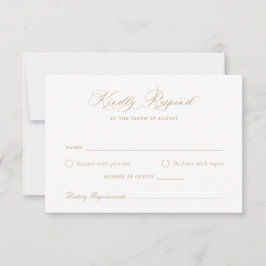 Elegante kalligrafie Script Gold Wedding RSVP-Kaar Kaart