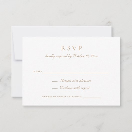 Elegante kalligrafie Script Gold Wedding RSVP Kaart (Voorkant)