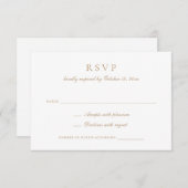 Elegante kalligrafie Script Gold Wedding RSVP Kaart (Voorkant / Achterkant)