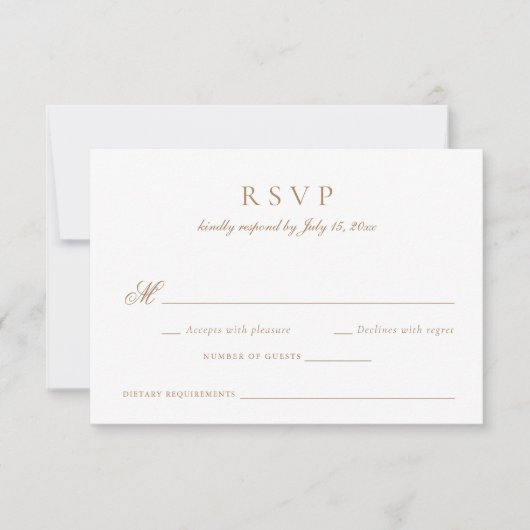 Elegante kalligrafie script goud bruiloft RSVP Kaart (Voorkant)