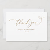 Elegante kalligrafie script gouden bruiloft bedankkaart (Voorkant)