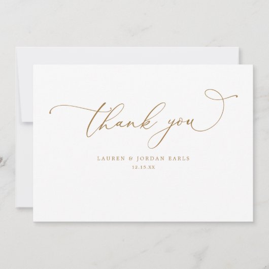 Elegante kalligrafie script gouden bruiloft bedankkaart (Voorkant)