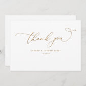 Elegante kalligrafie script gouden bruiloft bedankkaart (Voorkant / Achterkant)