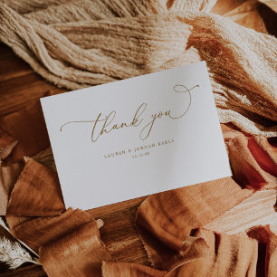 Elegante kalligrafie script gouden bruiloft bedankkaart