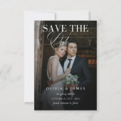 Elegante kalligrafie script huwelijksfoto save the date (Voorkant)