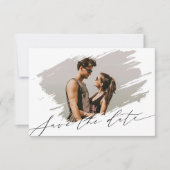 Elegante kalligrafie script kalender foto bruiloft save the date (Voorkant)
