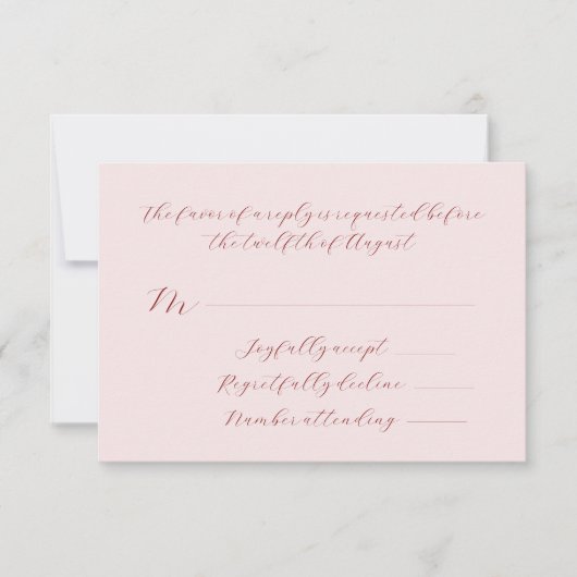 Elegante kalligrafie script klassieke bruiloft RSVP kaartje (Voorkant)