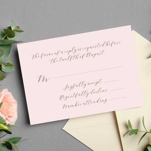 Elegante kalligrafie script klassieke bruiloft RSVP kaartje