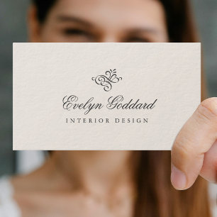 Elegante kalligrafie script krul ivoor visitekaartje