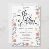 Elegante kalligrafie Script lente bloemen bruiloft Kaart (Voorkant)