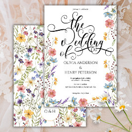Elegante kalligrafie Script lente bloemen bruiloft Kaart