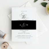 Elegante kalligrafie Script Luxe bruiloft zwart Uitnodigingen Wikkel