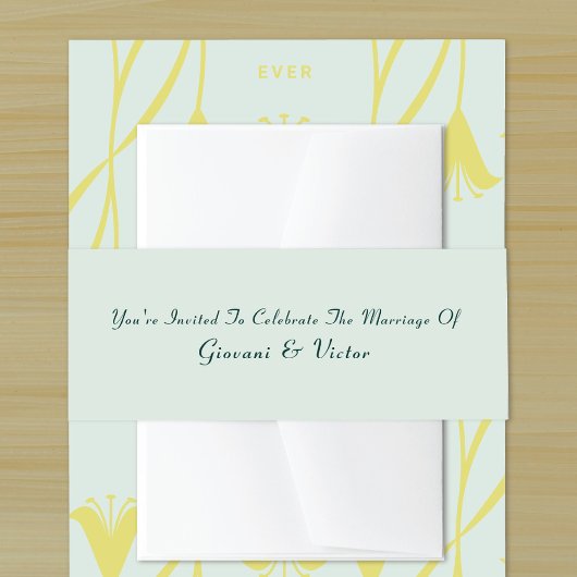 Elegante kalligrafie script minimalist trouwen uitnodigingen wikkel