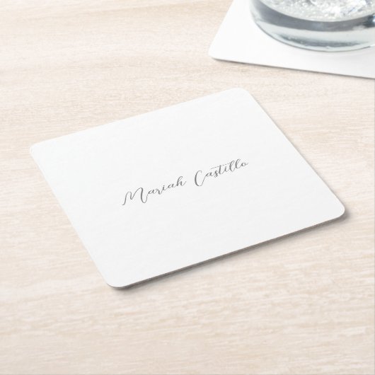 Elegante kalligrafie script minimalistische naam kartonnen onderzetters (Schuin)