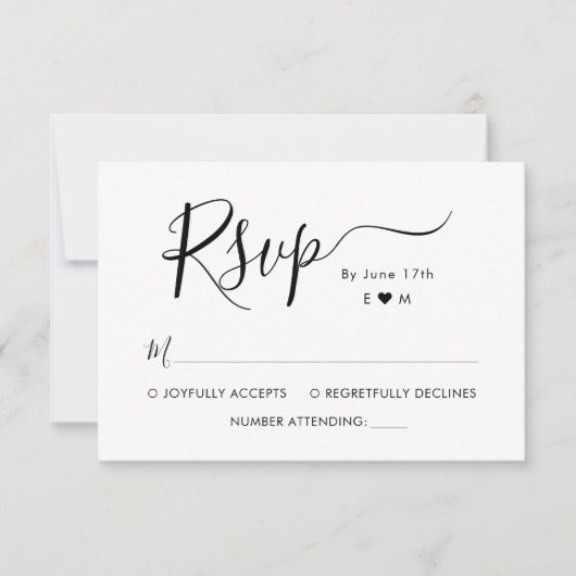 Elegante kalligrafie script monogram huwelijks RSV RSVP Kaartje (Voorkant)