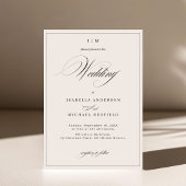 Elegante kalligrafie script monogram trouwdag kaart