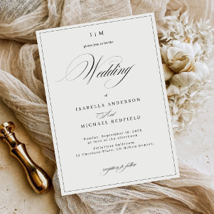 Elegante kalligrafie script monogram trouwdag kaart