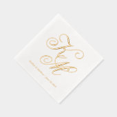 Elegante kalligrafie script monogram trouwfeest folie servetten (Rechts)