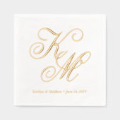 Elegante kalligrafie script monogram trouwfeest folie servetten (Voorkant)