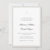 Elegante kalligrafie script monogram wit bruiloft kaart (Voorkant)