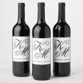 Elegante kalligrafie script Monogrammed Wedding Wijn Etiket (Flessen)