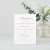 Elegante kalligrafie Script Ornament bruiloft info Kaart (Staand voorkant)