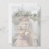 Elegante kalligrafie script overlay foto bruiloft kaart (Voorkant)