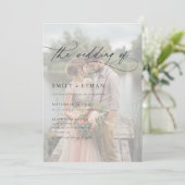 Elegante kalligrafie script overlay foto bruiloft kaart (Staand voorkant)