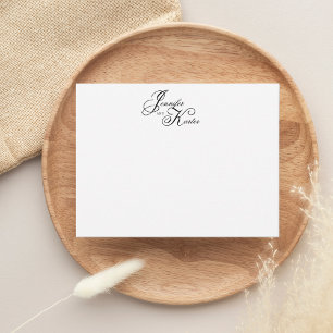 Elegante kalligrafie script paar monogrammed notitiekaartje