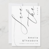 Elegante kalligrafie script Plain White Wedding Save The Date (Voorkant)