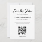 Elegante kalligrafie script QR-code foto Save The Save The Date (Voorkant)