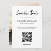 Elegante kalligrafie script QR-code foto Save The  Save The Date (Voorkant / Achterkant)