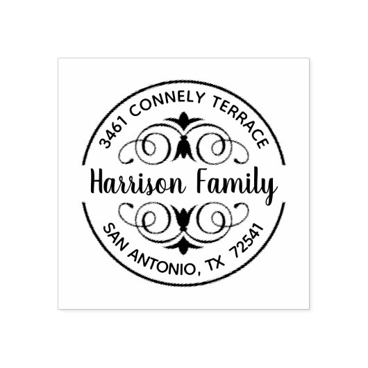 Elegante kalligrafie script retour adres label rubberstempel (Afrduk)